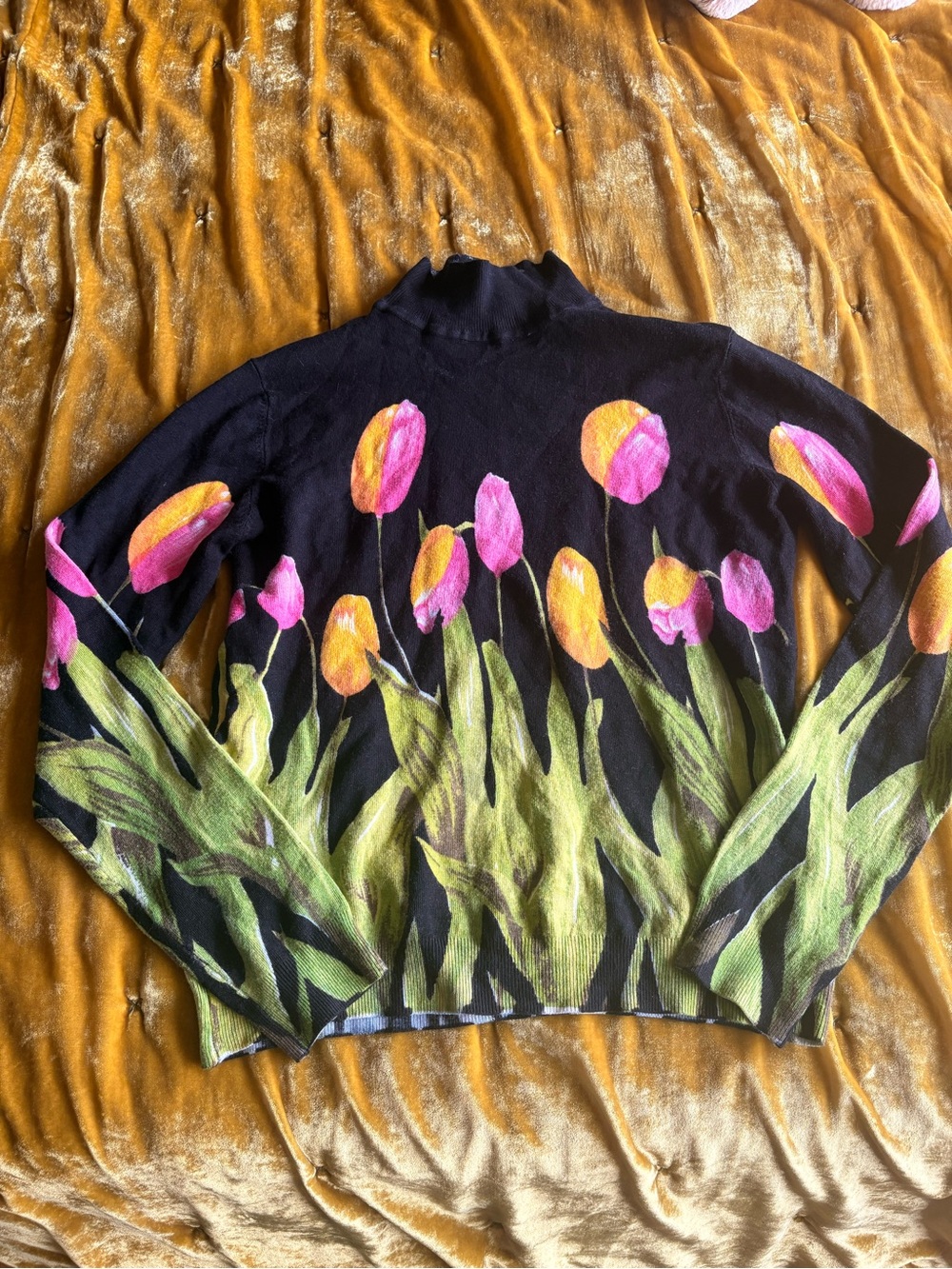 Cache Black Bodycon Tulip Turtleneck Sweater